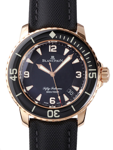 高仿宝珀手表-Blancpain 五十噚系列 5015-3630-52 玫瑰金表壳