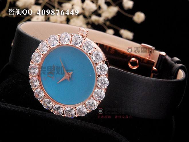 迪奥Dior 时尚镶钻瑞士石英腕表 玫瑰金 32*19mm 